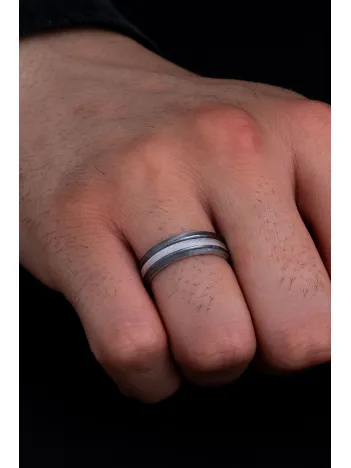 Erkek Gümüş Yüzük - 925 Ayar Bombeli Snake Model Gümüş Alyans Yüzük