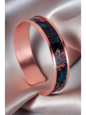 Kadın Bakır Bileklik - Bianca Model Özel Baskı Metal Kutu Ve Doğal Taşlar