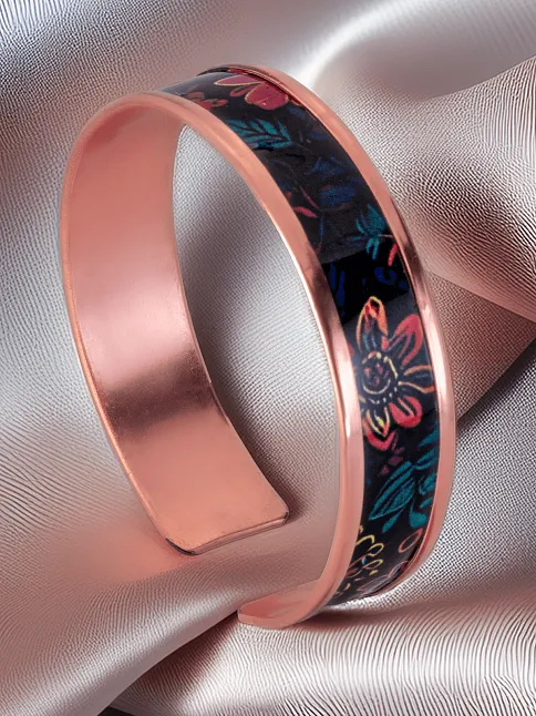 Kadın Bakır Bileklik - Bianca Model Özel Baskı Metal Kutu Ve Doğal Taşlar