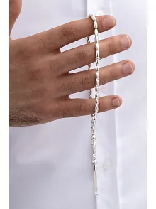 Gümüş Tespih Arpa Kesim Orta Bilek Boy 18gr