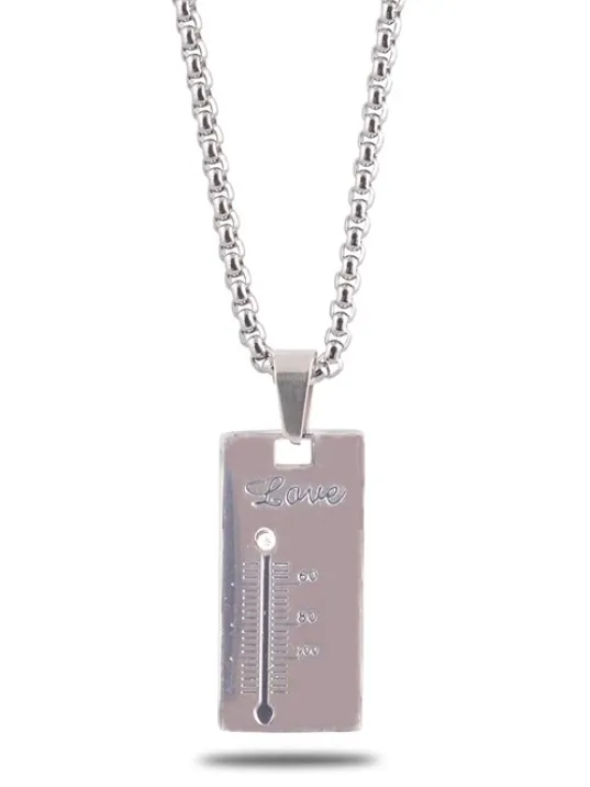 OttoMan Aşk Ölçer Erkek Çelik Zincir Kolye CKLASKOLCER-GMS