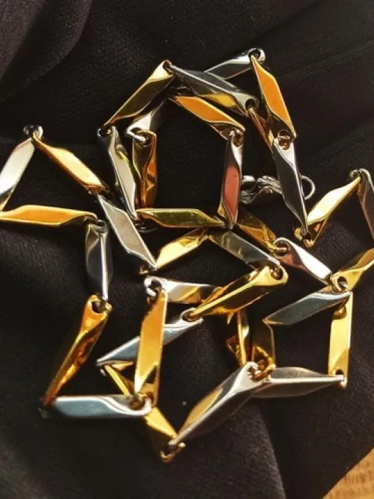 Çelik Erkek Kolye Zincir Beyaz Sarı İnce Kibar Model