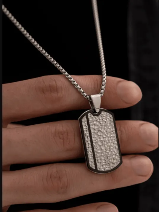 Erkek Kolye - Dövme Asker Künyesi Model Erkek Çelik Kolye - 316 L Paslanmaz Çelik Kolye