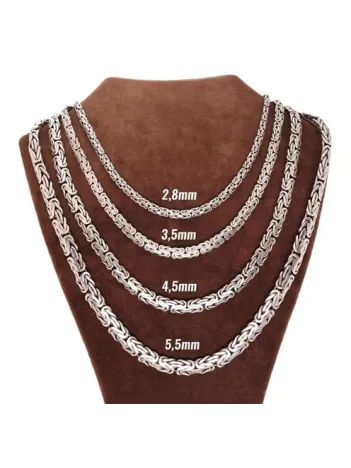 Erkek Gümüş Zincir Kolye Yassı Ezme Kral Model