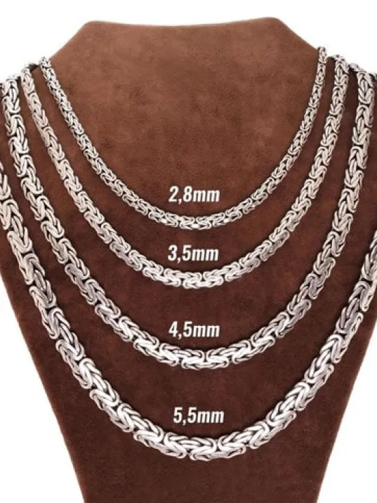 Erkek Gümüş Zincir Kolye Yassı Ezme Kral Model