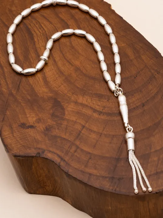 Gümüş Tespih Arpa Kesim Orta Boy 15gr