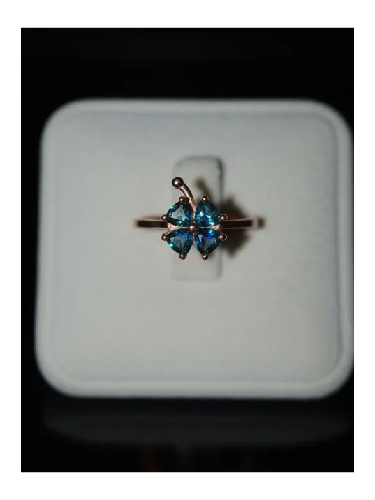 Kadın Gümüş Yüzük - Rose Kaplama Çok Renkli Yonca Model Gümüş Yüzük