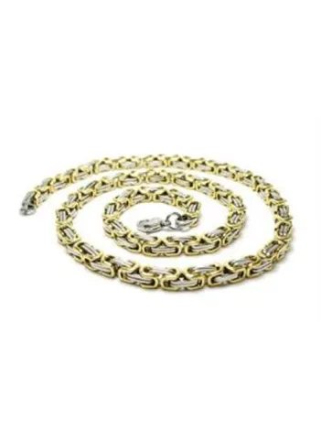 Sarı Beyaz Kral Erkek Çelik Kolye Zincir Orta Kalınlıkta