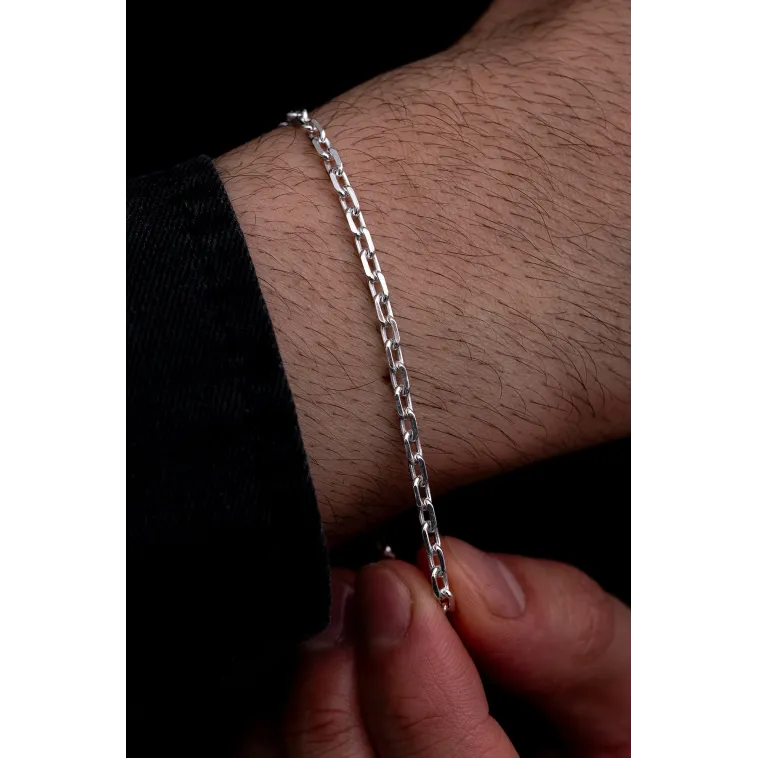 Erkek Gümüş Bileklik - 3 mm Forse Zincir Gümüş Bileklik