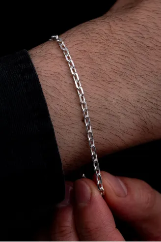 Erkek Gümüş Bileklik - 3 mm Forse Zincir Gümüş Bileklik