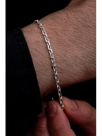 Erkek Gümüş Bileklik - 3 mm Forse Zincir Gümüş Bileklik