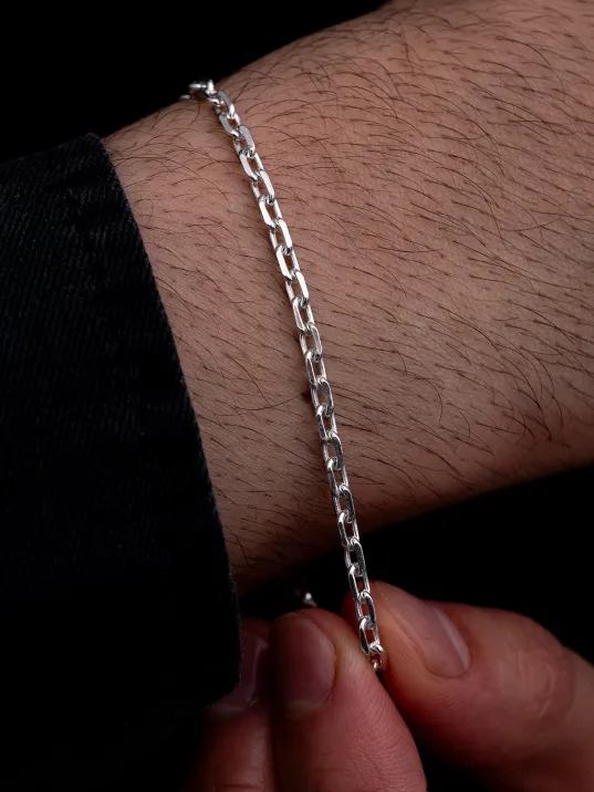 Erkek Gümüş Bileklik - 3 mm Forse Zincir Gümüş Bileklik