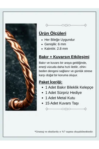 Erkek Bakır Bileklik - Sirayet Erkek Bakır Kelepçe Bileklik Bilezik