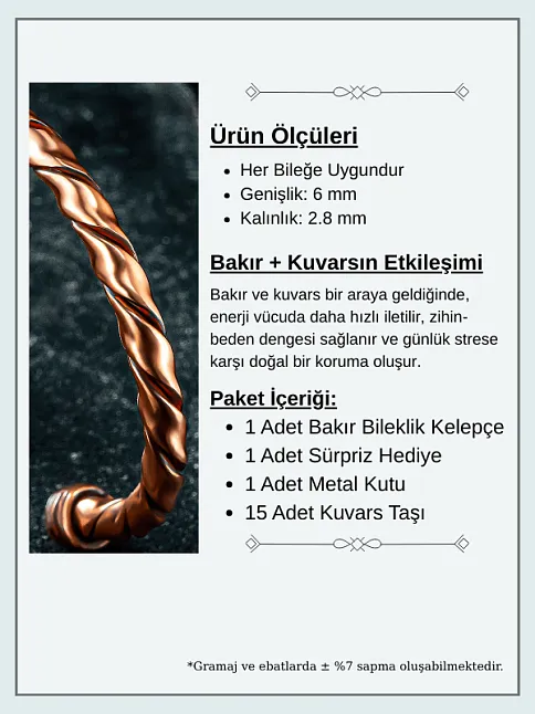 Erkek Bakır Bileklik - Sirayet Erkek Bakır Kelepçe Bileklik Bilezik