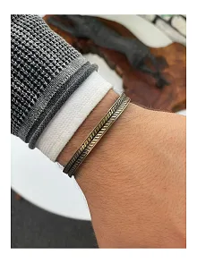 Erkek Bileklik - Metal Erkek Bileklik - Erkek Bileklik - Çizgili Model-Sarı