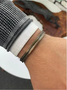 Erkek Bileklik - Metal Erkek Bileklik - Erkek Bileklik - Çizgili Model-Sarı