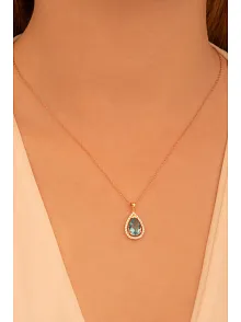 Kadın Damla Model Zirkon Taşlı 925 Ayar Gümüş Kolye Gkldamlatas-ros