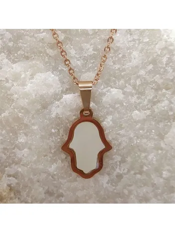 Paslanmaz Çelik Fatma Ana Eli Rose Renk Bayan Kolye