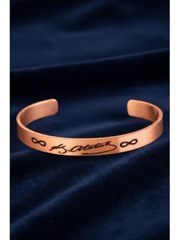 Erkek Kadın Bakır Bileklik - Mustafa Kemal Atatürk İmzalı Bakır Bilezik Erkek Kadın Bakır Bileklik - Mustafa Kemal Atatürk İmzalı Bakır Bilezik