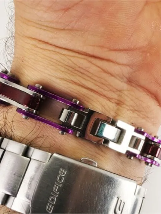 Bisiklet Motosiklet Zinciri Erkek Bayan Çelik Bileklik Mor Bordo Bisiklet Motosiklet Zinciri Erkek Bayan Çelik Bileklik Mor Bordo