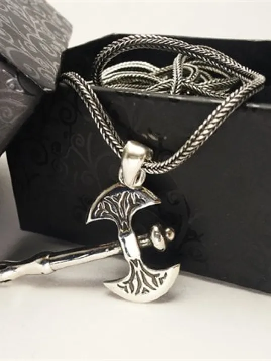 Balta Figürlü Erkek Gümüş Kolye Zincir