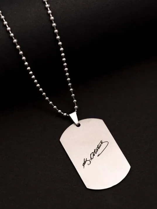 Erkek Kolye-Çelik Atatürk İmzalı Asker Künyesi