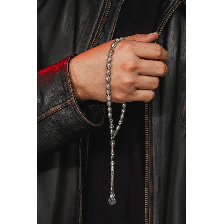Erkek Tesbih - Şahika Oksitli 925 Ayar Gümüş Erkek Tespih Orta Boy 28gr Erkek Tesbih - Şahika Oksitli 925 Ayar Gümüş Erkek Tespih Orta Boy 28gr