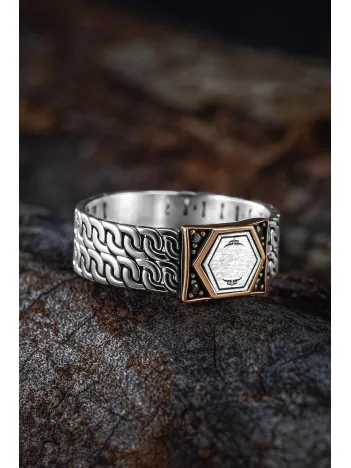 Erkek Gümüş Yüzük - Harf Yazılabilir Zirkon Taşlı Model 2 Erkek Yüzük