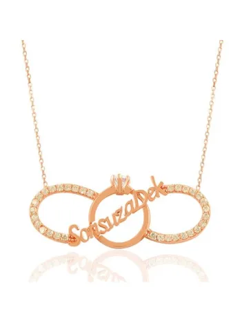 Sonsuza Dek Yazılı Sonsuzluk Ve Tektaşlı Beyaz Bayan Gümüş Kolye