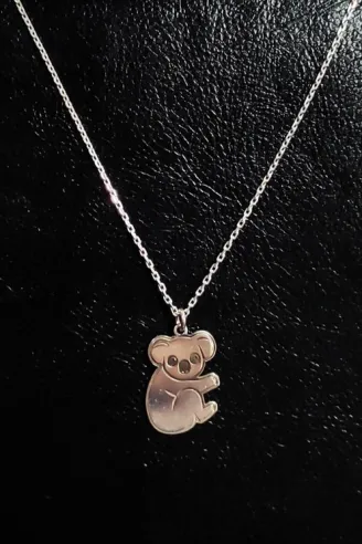 Koala Modelli Bayan Gümüş Kolye Zincir GKLKOALA001-GMS