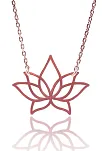 Lotus Çiçeği Rose Renk Bayan Gümüş Kolye