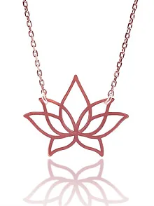 Lotus Çiçeği Rose Renk Bayan Gümüş Kolye