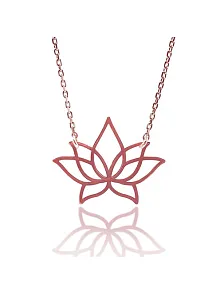 Lotus Çiçeği Rose Renk Bayan Gümüş Kolye