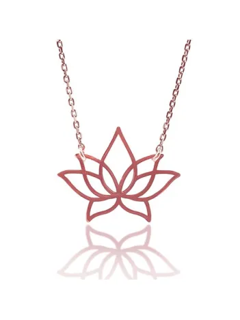Lotus Çiçeği Rose Renk Bayan Gümüş Kolye