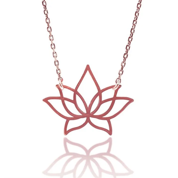 Lotus Çiçeği Rose Renk Bayan Gümüş Kolye Lotus Çiçeği Rose Renk Bayan Gümüş Kolye