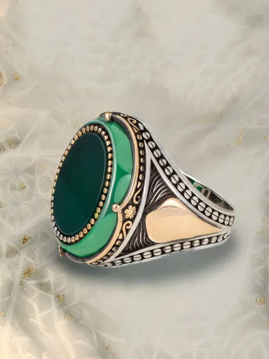 Erkek Yeşil Akik Taşlı İsim Yazılabilir 925 Ayar Gümüş Yüzük Erkek Yeşil Akik Taşlı İsim Yazılabilir 925 Ayar Gümüş Yüzük