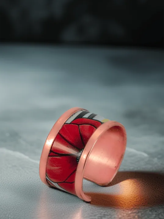 Kadın Bakır Bileklik Yüzük Set - Chlara Model Özel Baskı Metal Kutu Ve Kuvars Taşı Kadın Bakır Bileklik Yüzük Set - Chlara Model Özel Baskı Metal Kutu Ve Kuvars Taşı