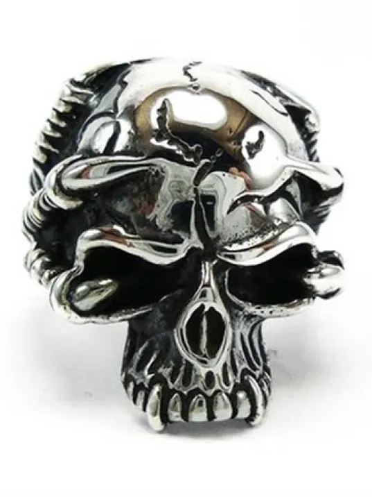 Gotik Kurukafa Gümüş Erkek Yüzüğü