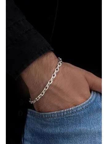 Erkek Gümüş Bileklik - 5mm Forse Model Gümüş Erkek Bileklik