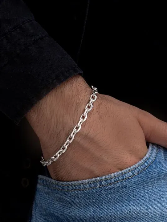 Erkek Gümüş Bileklik - 5mm Forse Model Gümüş Erkek Bileklik Erkek Gümüş Bileklik - 5mm Forse Model Gümüş Erkek Bileklik