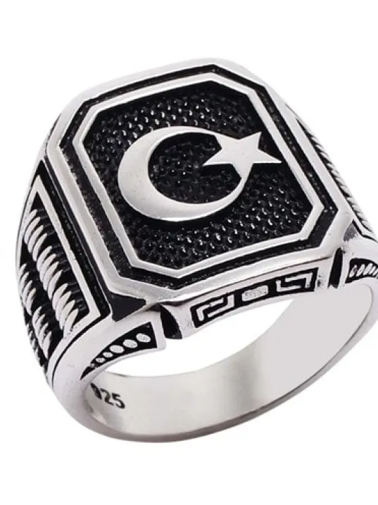 Ay Yıldız Gümüş Erkek Yüzük Ay Yıldız Gümüş Erkek Yüzük