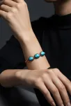 Kadın Bakır Bileklik - Örgü Model 3lü Mavi Akik Taşlı Bakır Bilezik