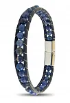 Erkek Doğaltaş Bileklik - 6Mm Doğal Lapis Taşı Deri Kordon Ve Çelik Bileklik