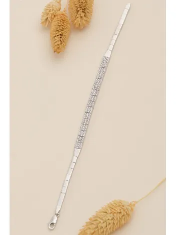 Kadın Gümüş Bileklik - Sedef Zirkon Taşlı Kadın Bileklik