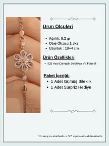 Kadın Bileklik-Gümüş Renkli Çiçek Motifli Kadın Bileklik