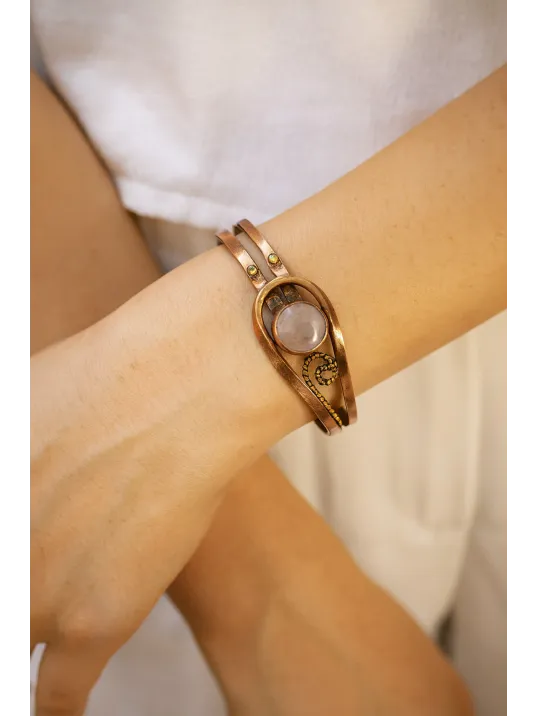 Erkek Çelik Bileklik - Odun Jasper Doğal Taş Çelik Bileklik