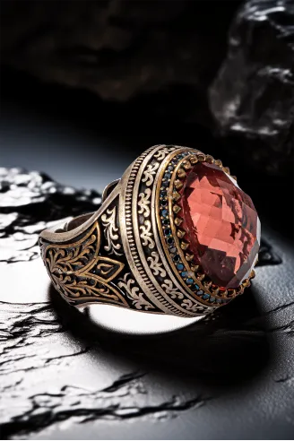Erkek Zultanit Taşlı Otantik Model Gümüş Yüzük