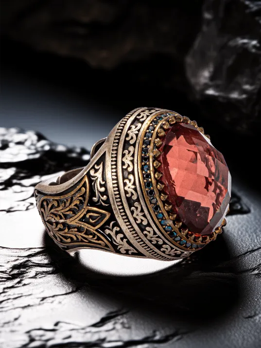 Erkek Zultanit Taşlı Otantik Model Gümüş Yüzük