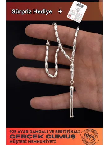Gümüş Tespih Arpakesim Orta Bilek Boy 18gr