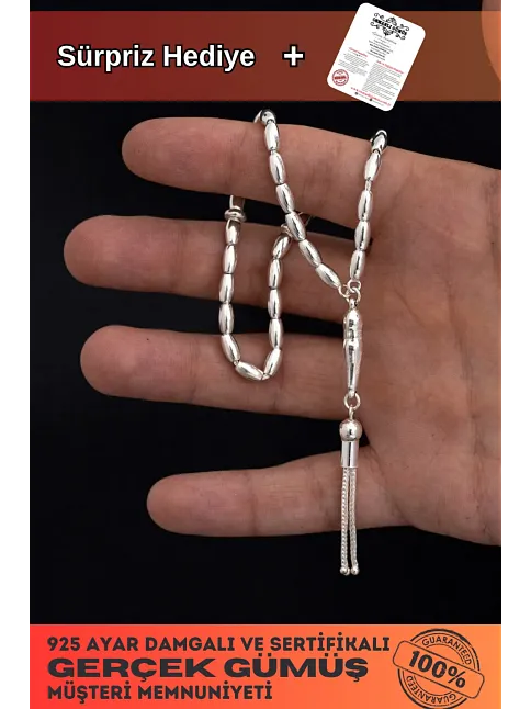 Gümüş Tespih Arpakesim Orta Bilek Boy 18gr